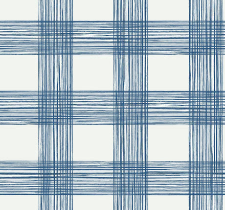 A-Street Prints Scarborough Indigo Striated Plaid Wallpaper