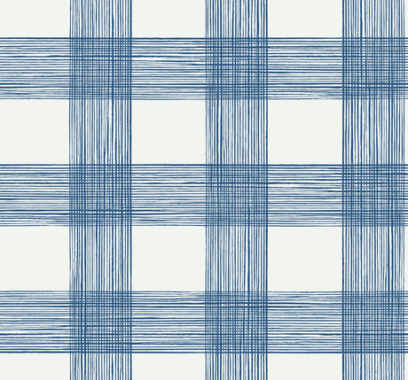 A-Street Prints Scarborough Striated Plaid Indigo Wallpaper
