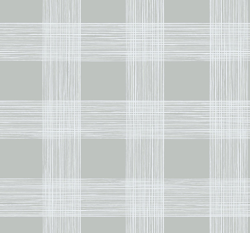 A-Street Prints Scarborough Grey Striated Plaid Wallpaper