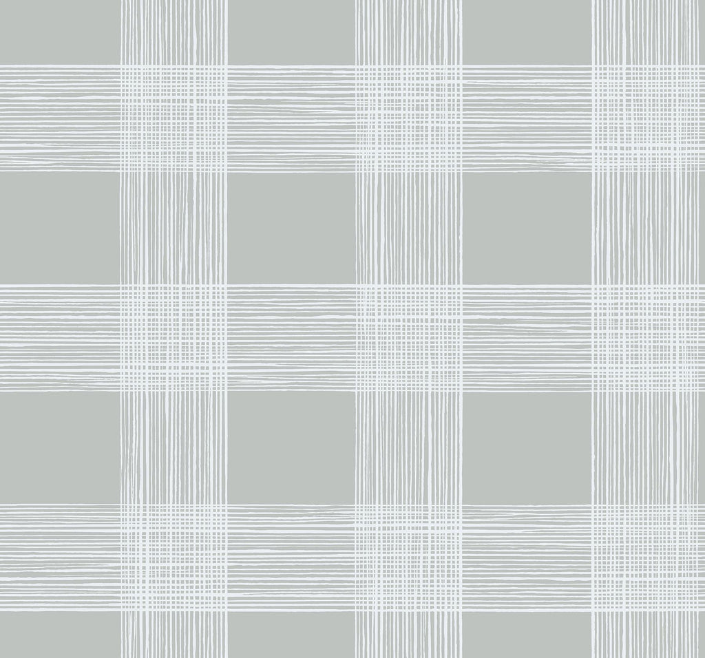 A-Street Prints Scarborough Striated Plaid Grey Wallpaper