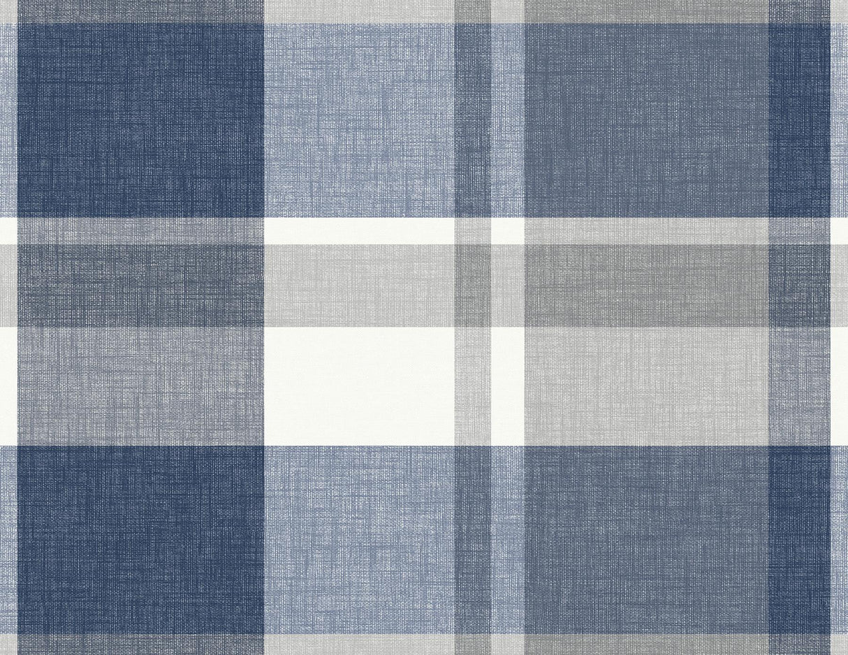 A-Street Prints Madaket Indigo Plaid Wallpaper