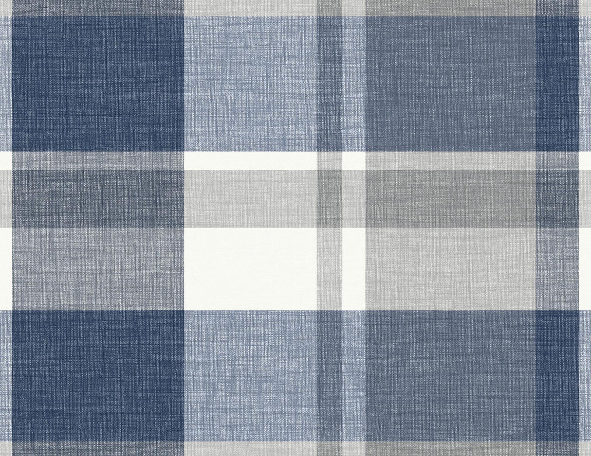 A-Street Prints Madaket Plaid Indigo Wallpaper