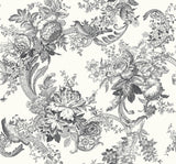 A-Street Prints Carmel Black Baroque Florals Wallpaper