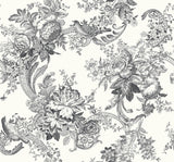 A-Street Prints Carmel Baroque Florals Black Wallpaper
