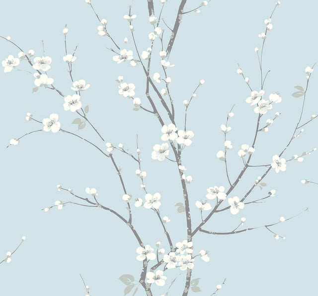 A-Street Prints Monterey Sky Blue Floral Branch Wallpaper