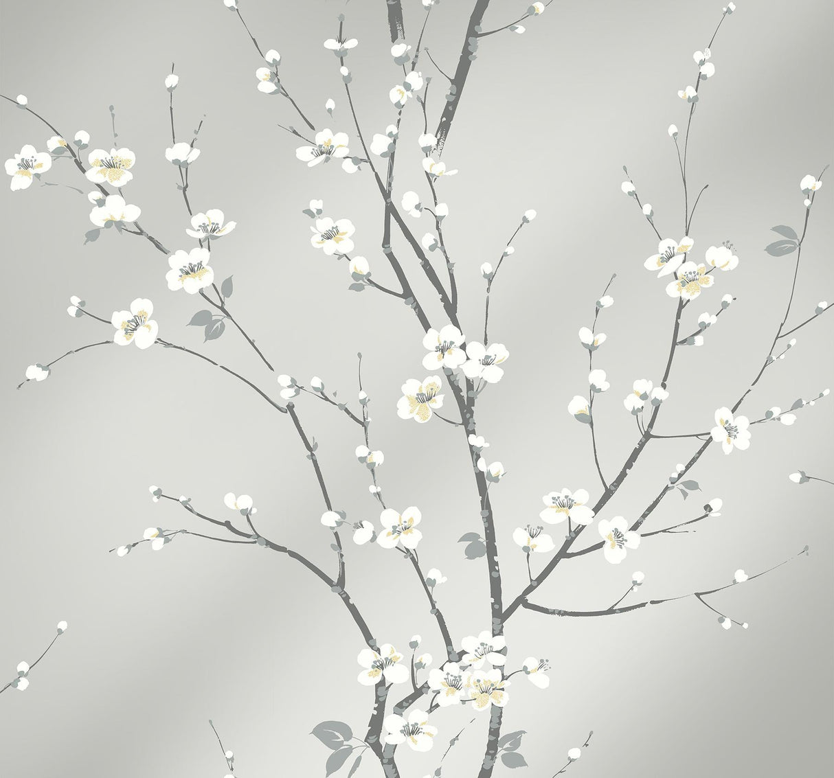 A-Street Prints Monterey Silver Mist Floral Branch Wallpaper