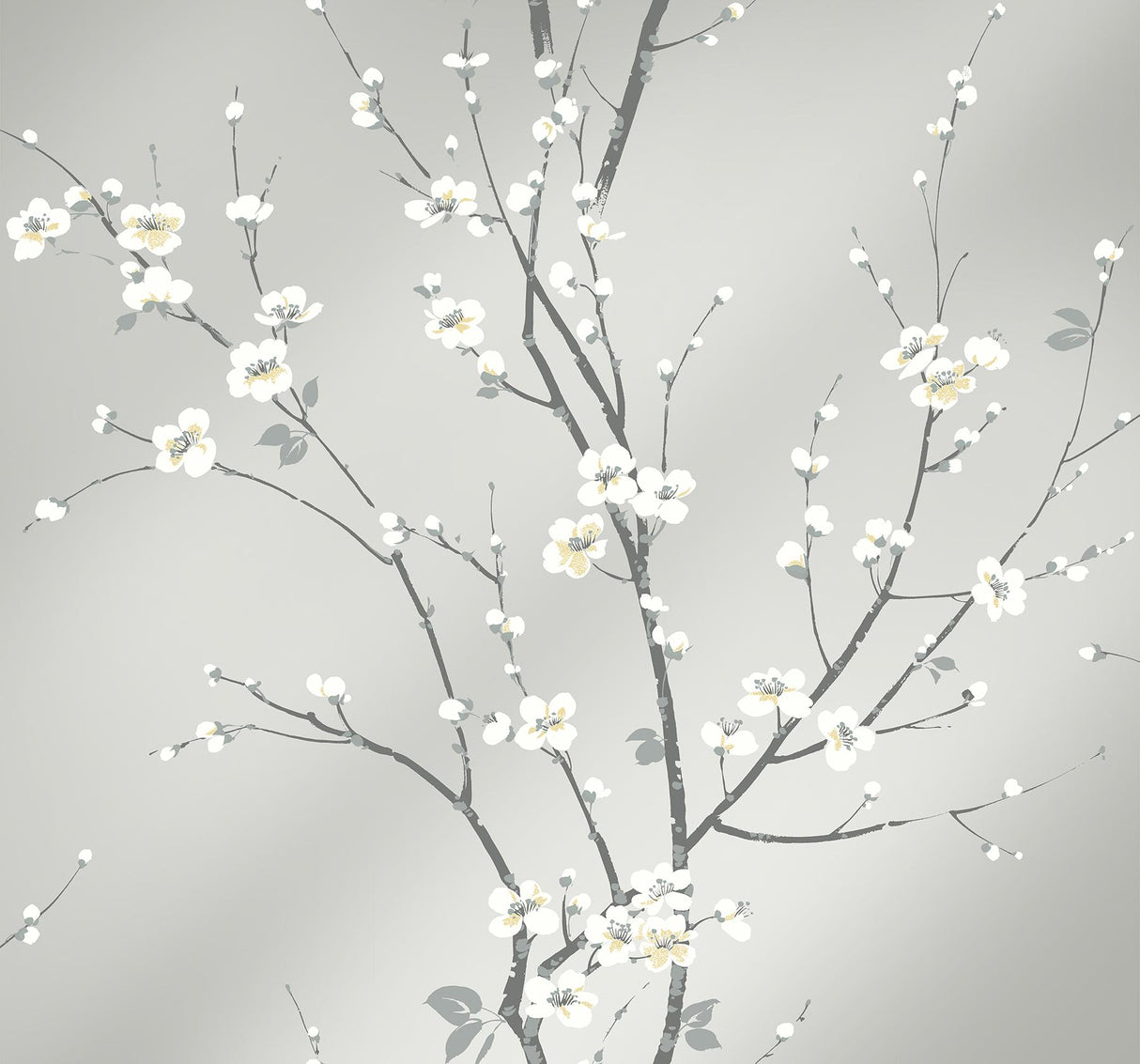 A-Street Prints Monterey Floral Branch Silver Mist Wallpaper