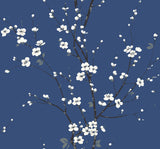 A-Street Prints Monterey Floral Branch Cobalt Wallpaper