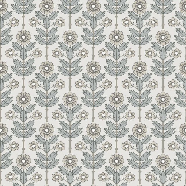 A-Street Prints Spring Flowers White Wallpaper