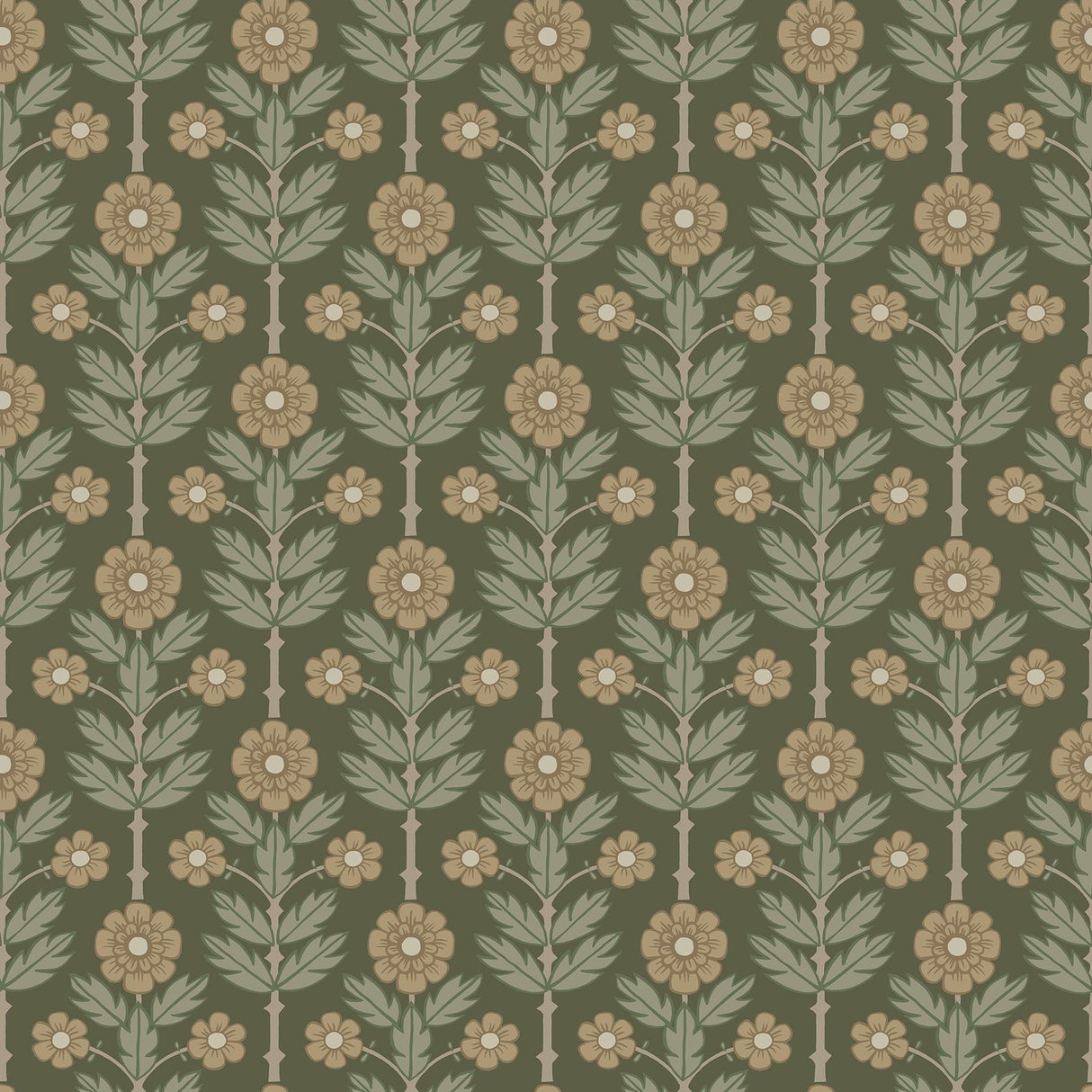 A-Street Prints Spring Flowers Green Wallpaper