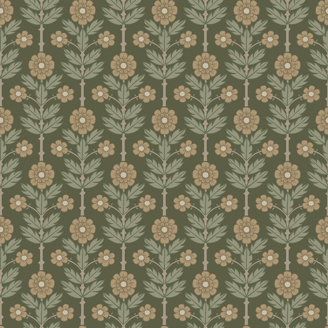 A-Street Prints Spring Flowers Green Wallpaper