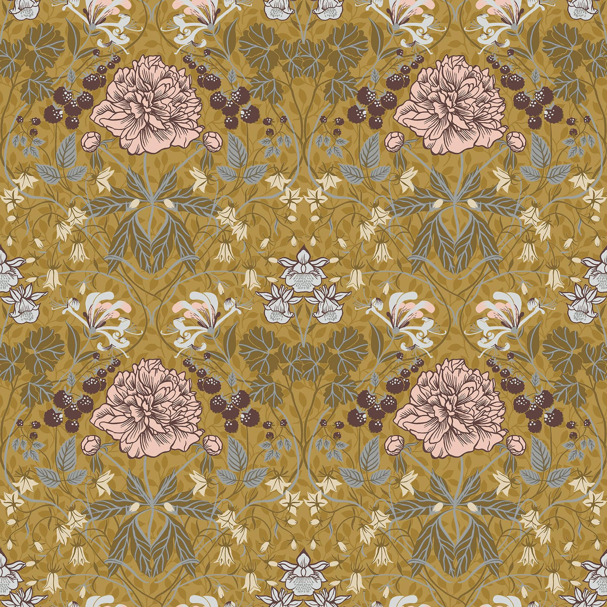 A-Street Prints Spring Flowers Mustard Wallpaper