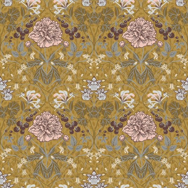 A-Street Prints Spring Flowers Mustard Wallpaper