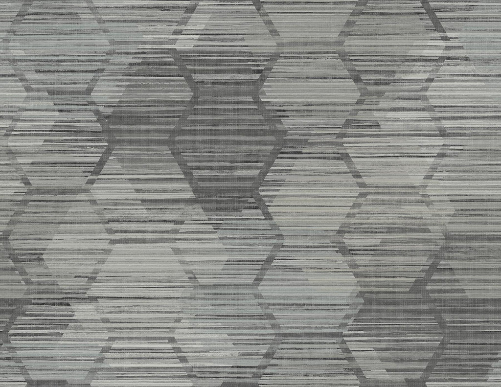 A-Street Prints Jabari Geometric Faux Grasscloth Charcoal Wallpaper