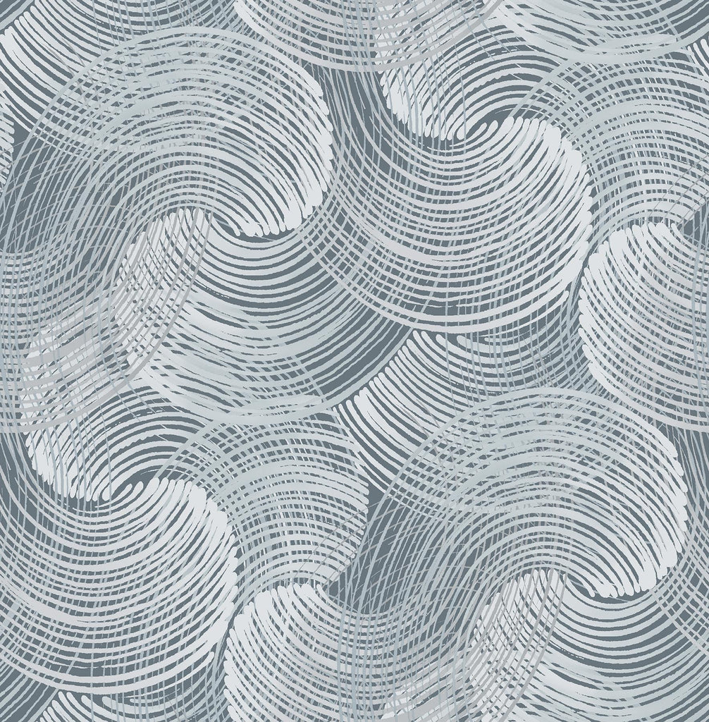 A-Street Prints Karson Blue Swirling Geometric Wallpaper