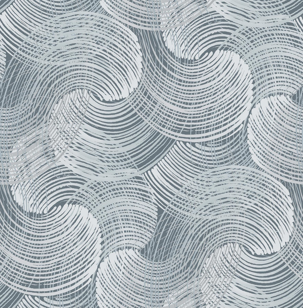 A-Street Prints Karson Swirling Geometric Blue Wallpaper