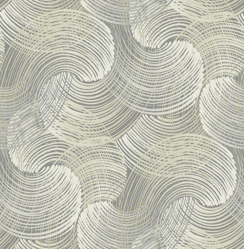 A-Street Prints Karson Swirling Geometric Grey Wallpaper