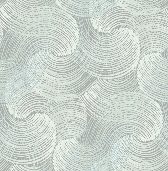 A-Street Prints Karson Teal Swirling Geometric Wallpaper