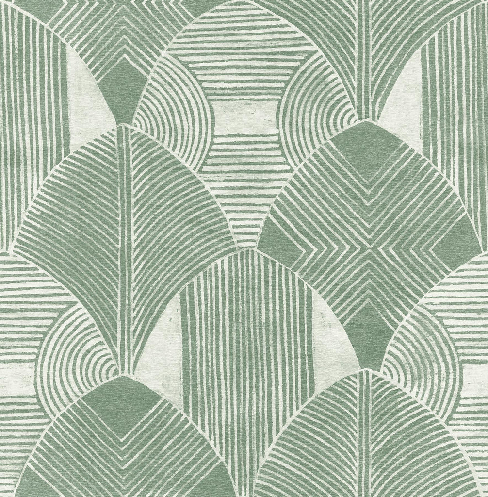 A-Street Prints Westport Geometric Green Wallpaper