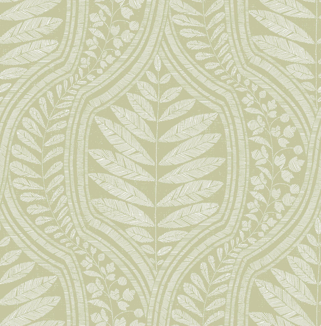 A-Street Prints Juno Green Ogee Wallpaper