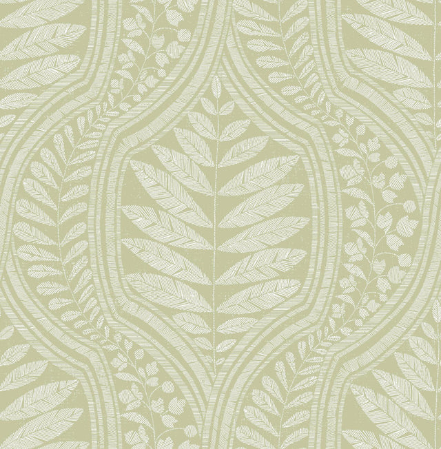 A-Street Prints Juno Green Ogee Wallpaper