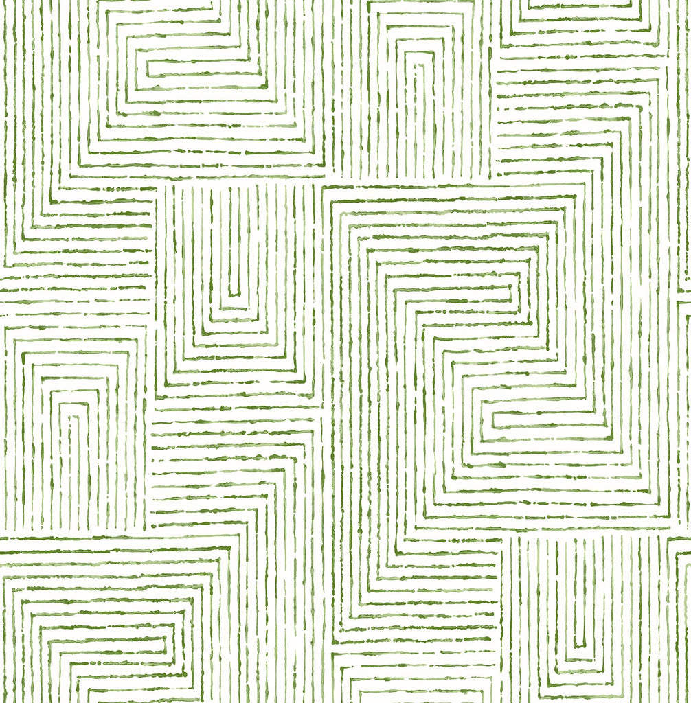 A-Street Prints Merritt Geometric Green Wallpaper