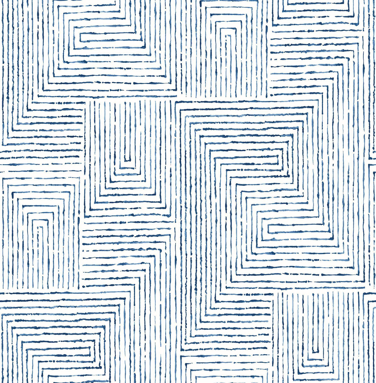 A-Street Prints Merritt Indigo Geometric Wallpaper