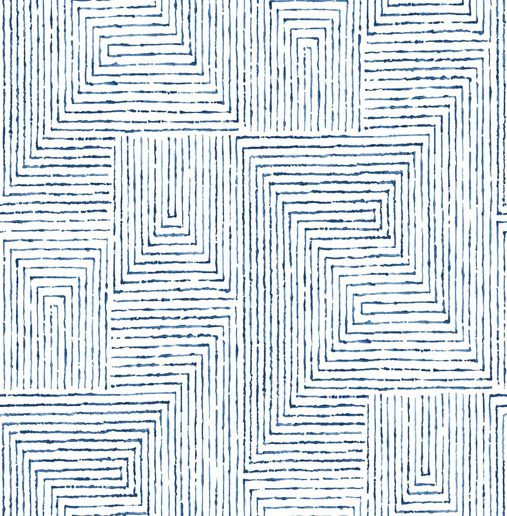 A-Street Prints Merritt Indigo Geometric Wallpaper