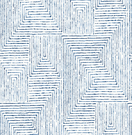 A-Street Prints Merritt Geometric Indigo Wallpaper