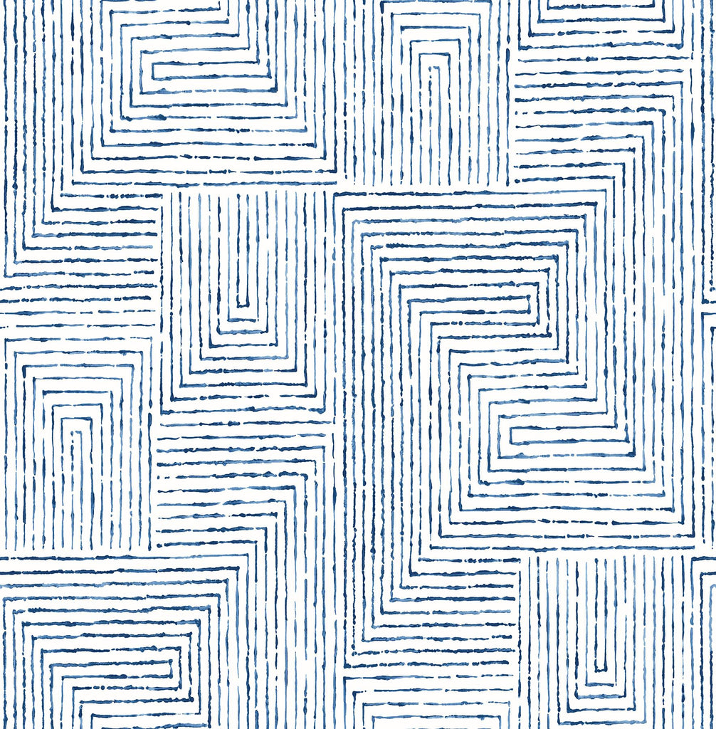 A-Street Prints Merritt Geometric Indigo Wallpaper