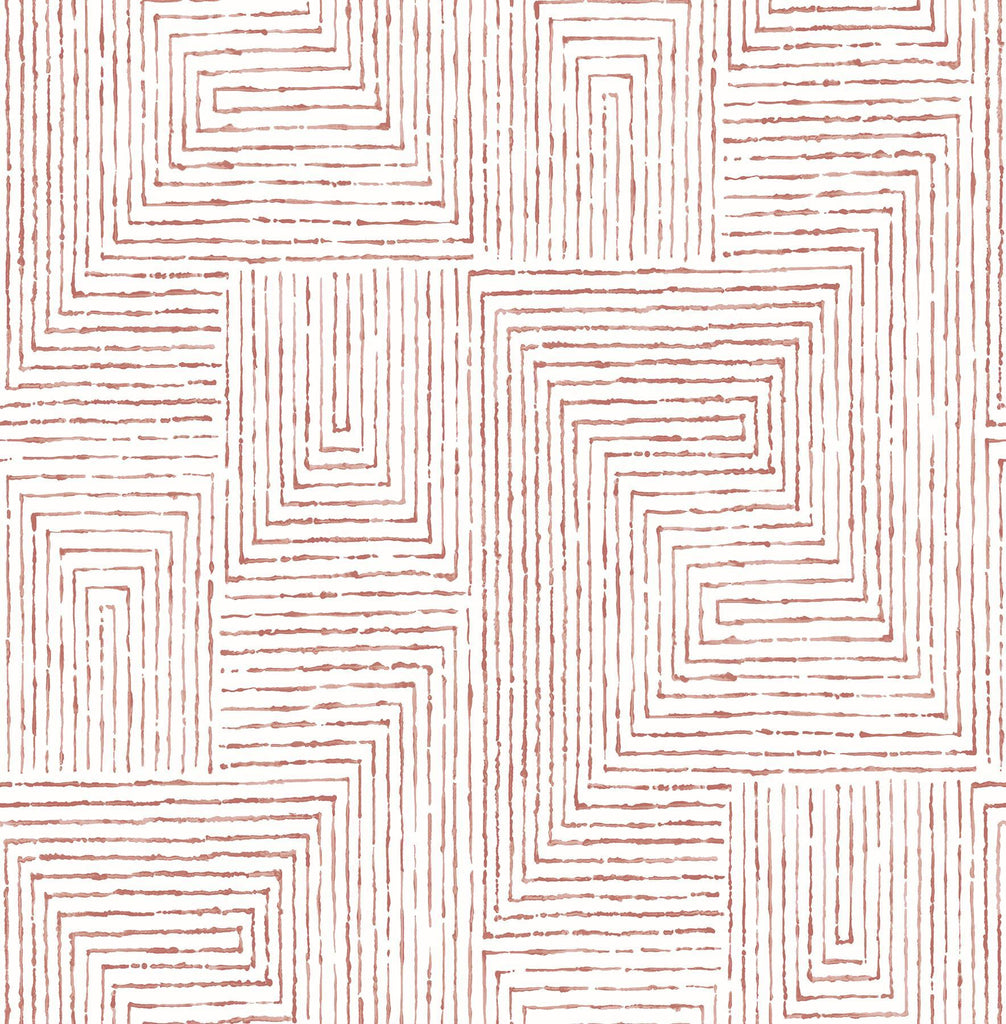 A-Street Prints Merritt Red Geometric Wallpaper