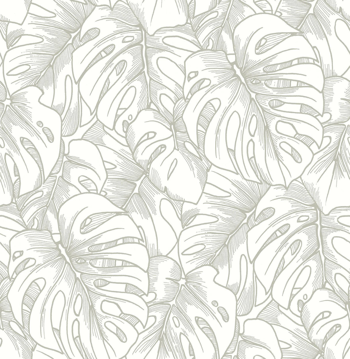 A-Street Prints Balboa Silver Botanical Wallpaper