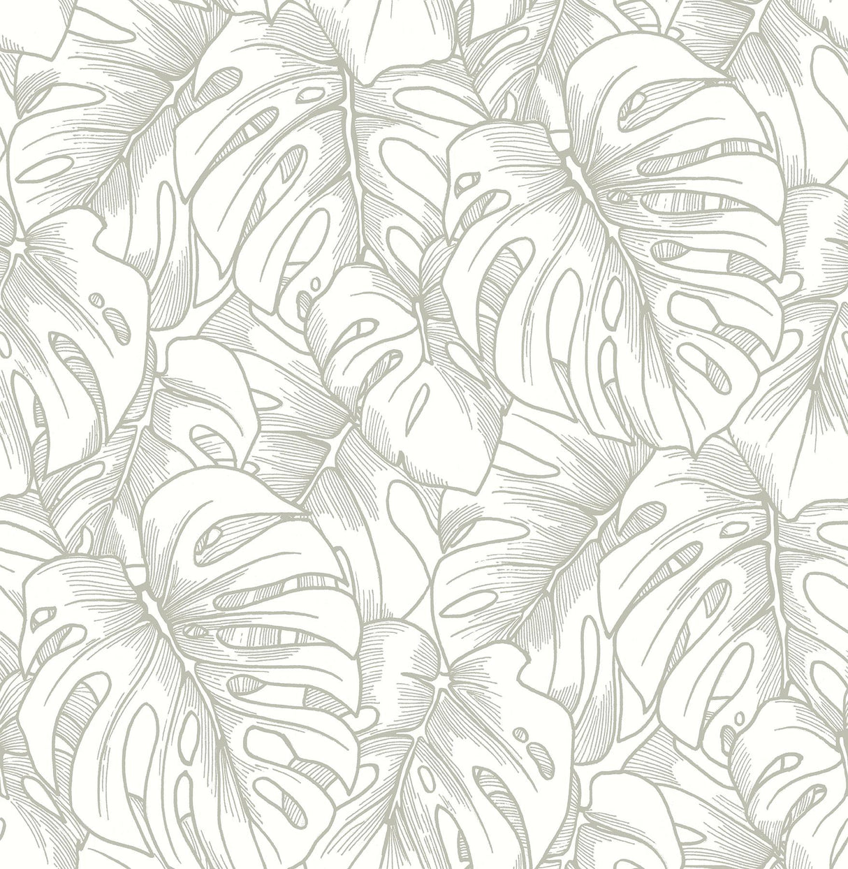 A-Street Prints Balboa Botanical Silver Wallpaper