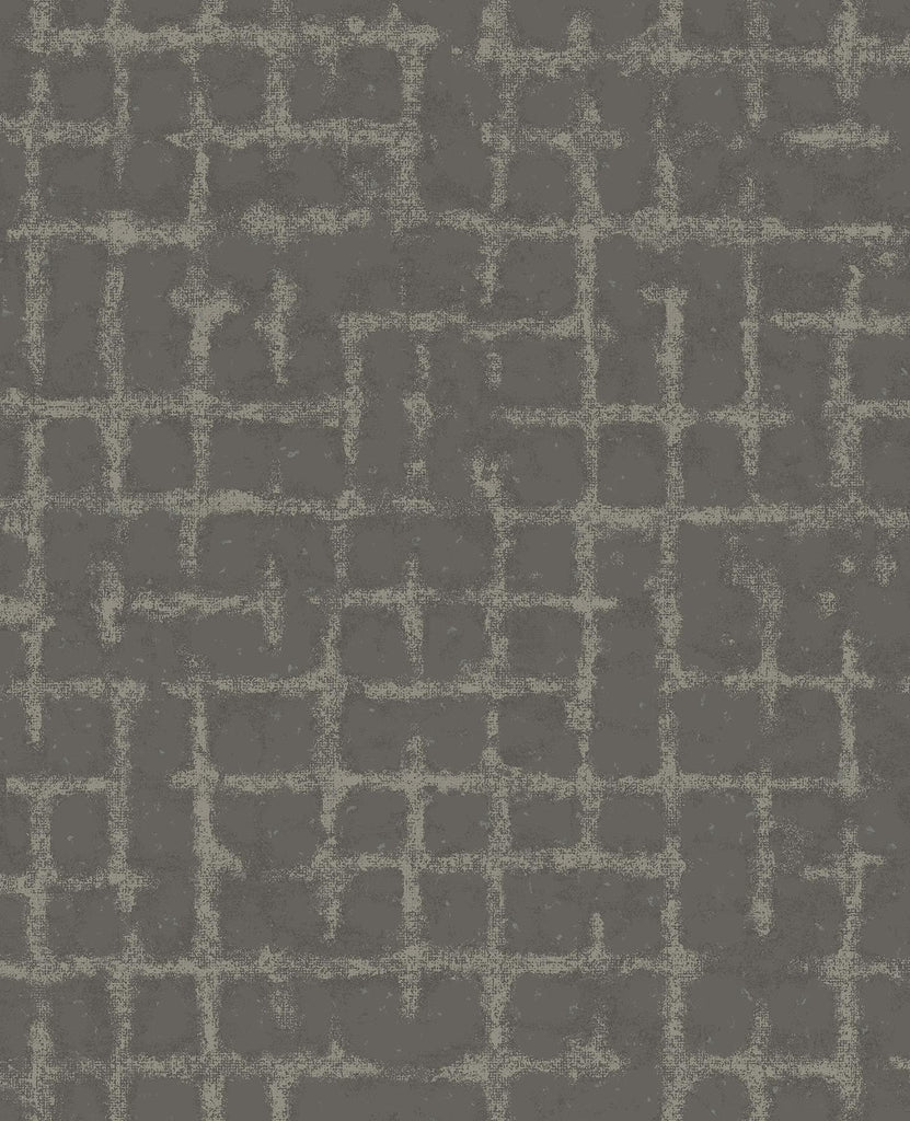 A-Street Prints Shea Distressed Geometric Charcoal Wallpaper