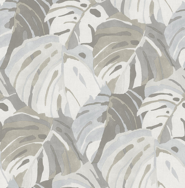 A-Street Prints Samara Stone Monstrera Leaf Wallpaper