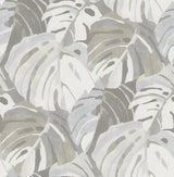 A-Street Prints Samara Monstrera Leaf Stone Wallpaper