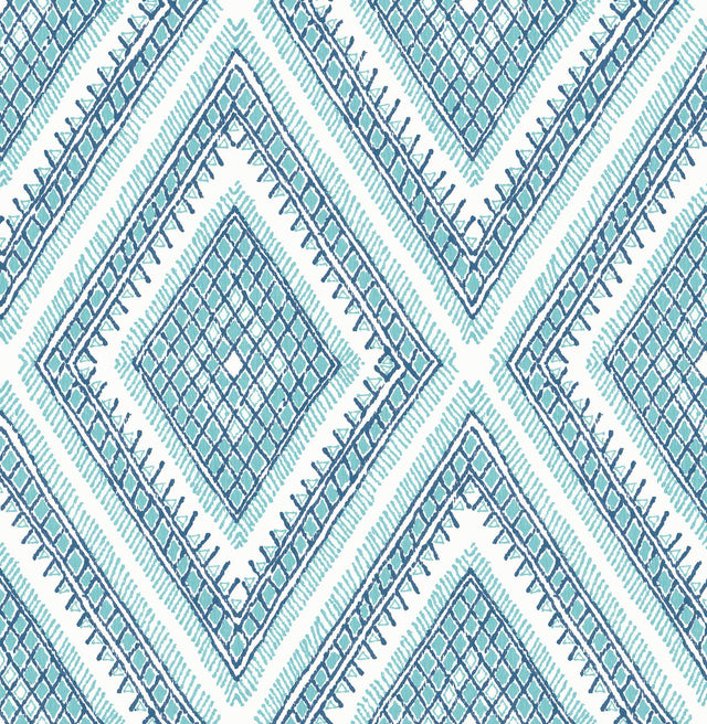 A-Street Prints Zaya Blue Tribal Diamonds Wallpaper