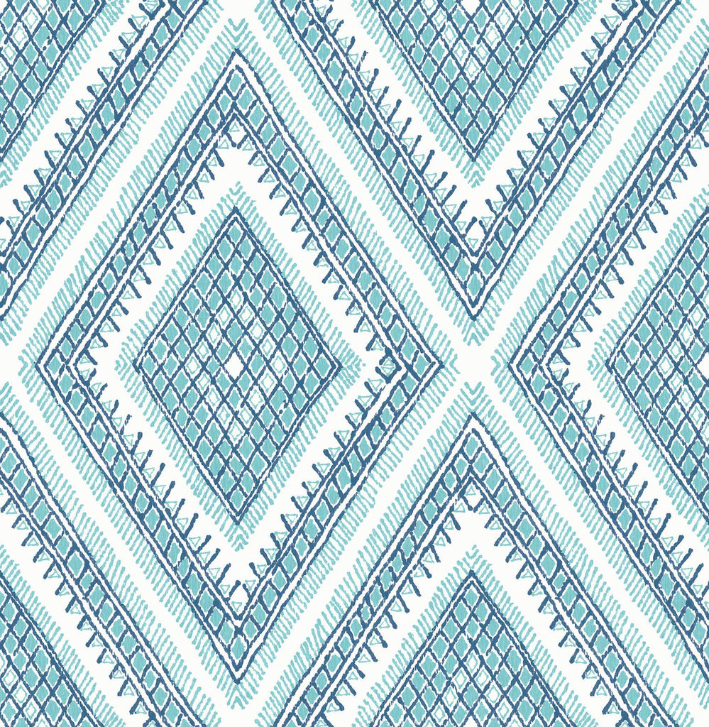 A-Street Prints Zaya Blue Tribal Diamonds Wallpaper