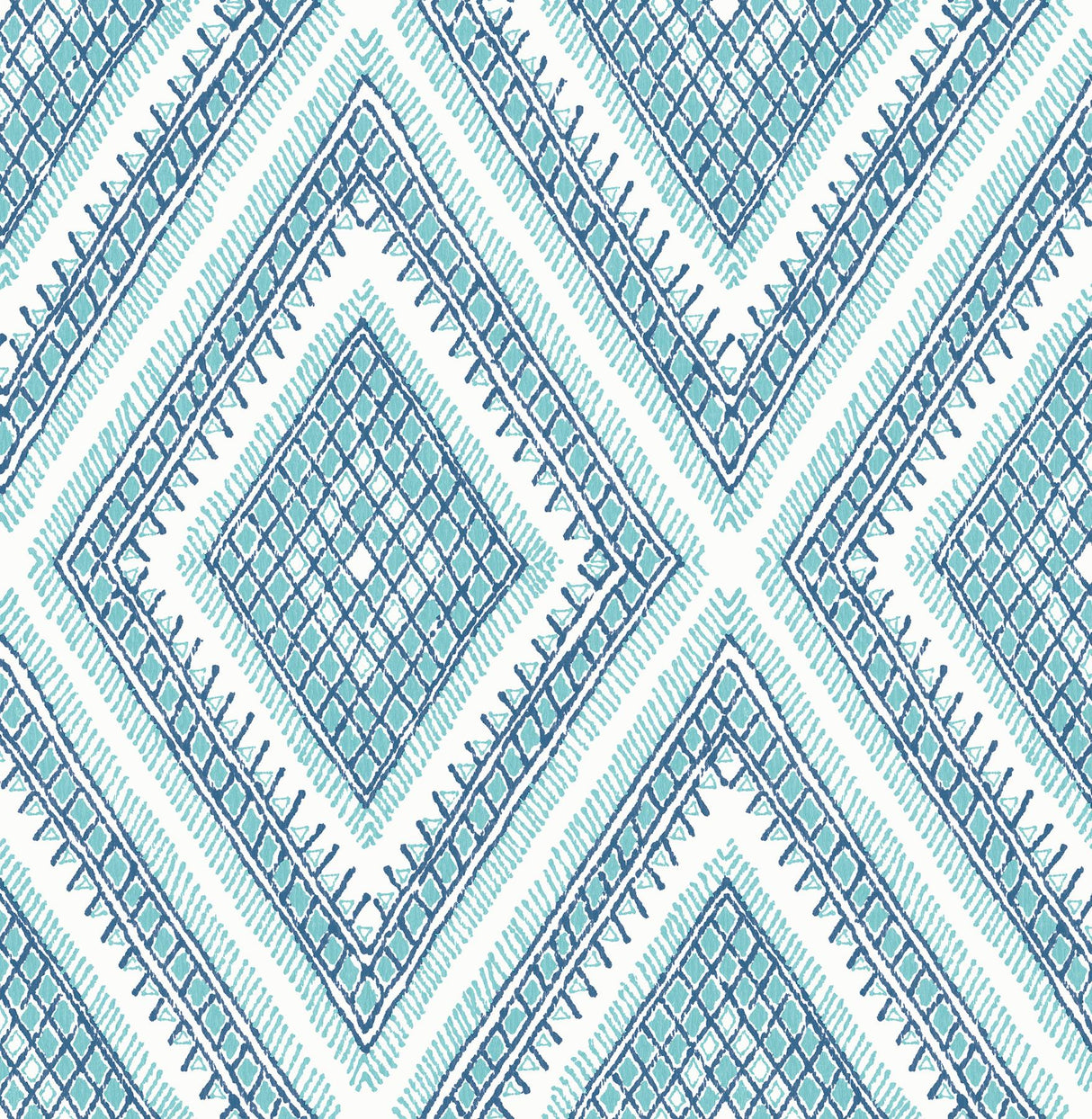 A-Street Prints Zaya Tribal Diamonds Blue Wallpaper