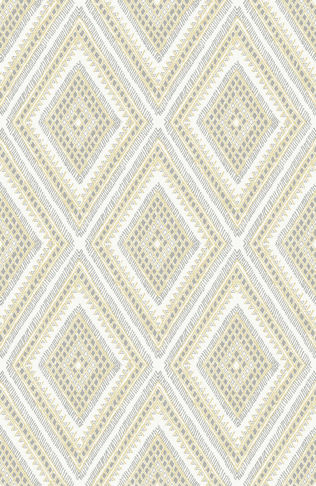 A-Street Prints Zaya Light Yellow Tribal Diamonds Wallpaper
