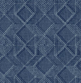 A-Street Prints Moki Blue Lattice Geometric Wallpaper