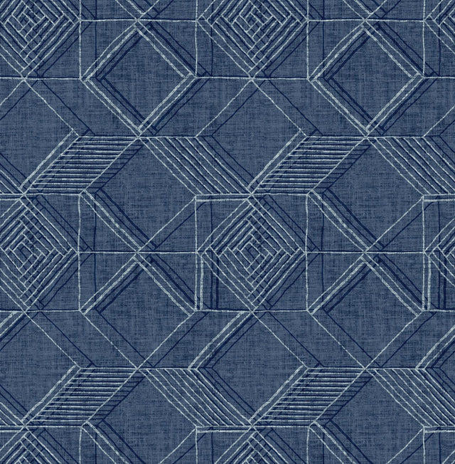 A-Street Prints Moki Blue Lattice Geometric Wallpaper