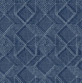 A-Street Prints Moki Lattice Geometric Blue Wallpaper