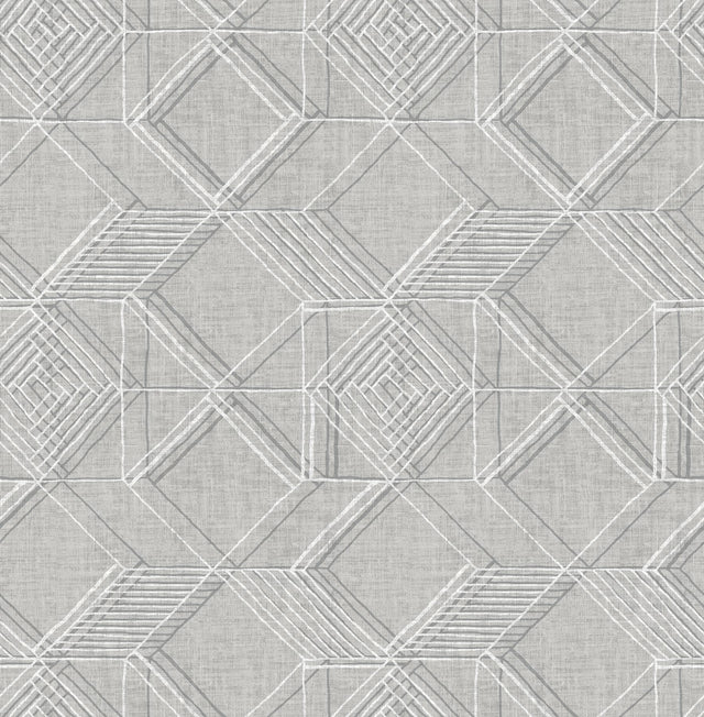 A-Street Prints Moki Grey Lattice Geometric Wallpaper
