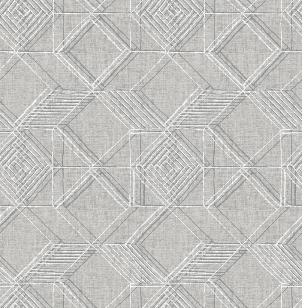 A-Street Prints Moki Grey Lattice Geometric Wallpaper