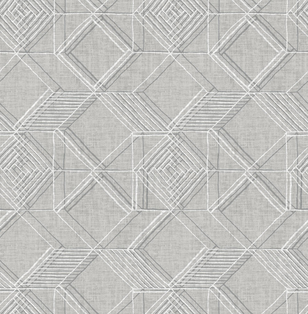 A-Street Prints Moki Lattice Geometric Grey Wallpaper