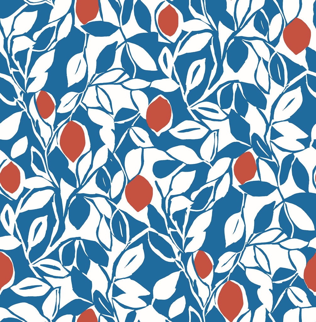 A-Street Prints Loretto Citrus Blue Wallpaper