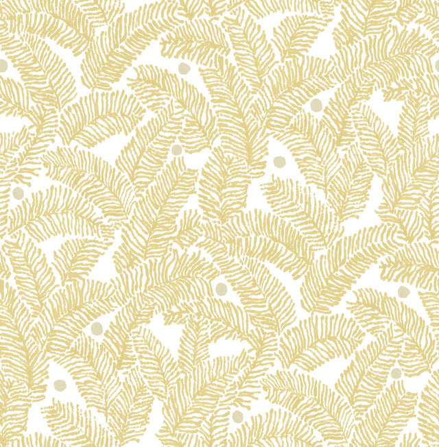 A-Street Prints Athina Yellow Fern Wallpaper