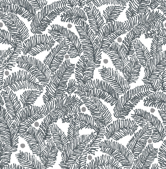 A-Street Prints Athina Grey Fern Wallpaper