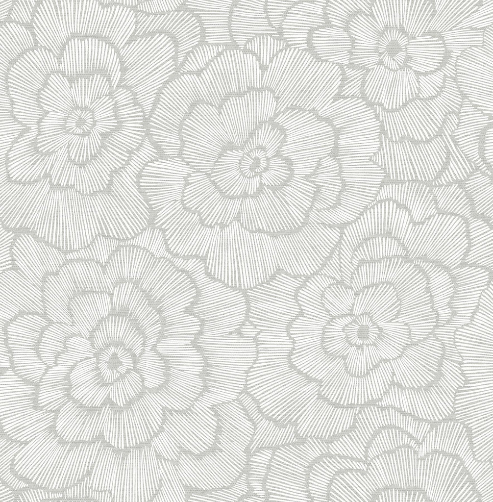 A-Street Prints Periwinkle Light Grey Textured Floral Wallpaper